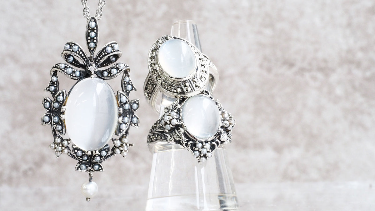 未使用品 碌山 天然ムーンストーン オパール シルバー ブローチ 02913_21082401.jpg