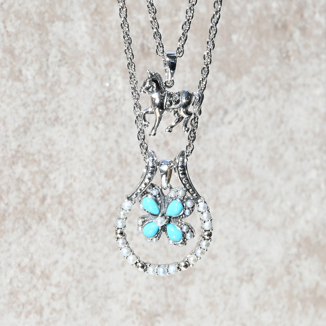 【お値下げ】ヴィンテージ　シードパールとシルバー　ペンダント SV ターコイズ＆シードパール ブルームチャームペンダント – 碌山ショップ