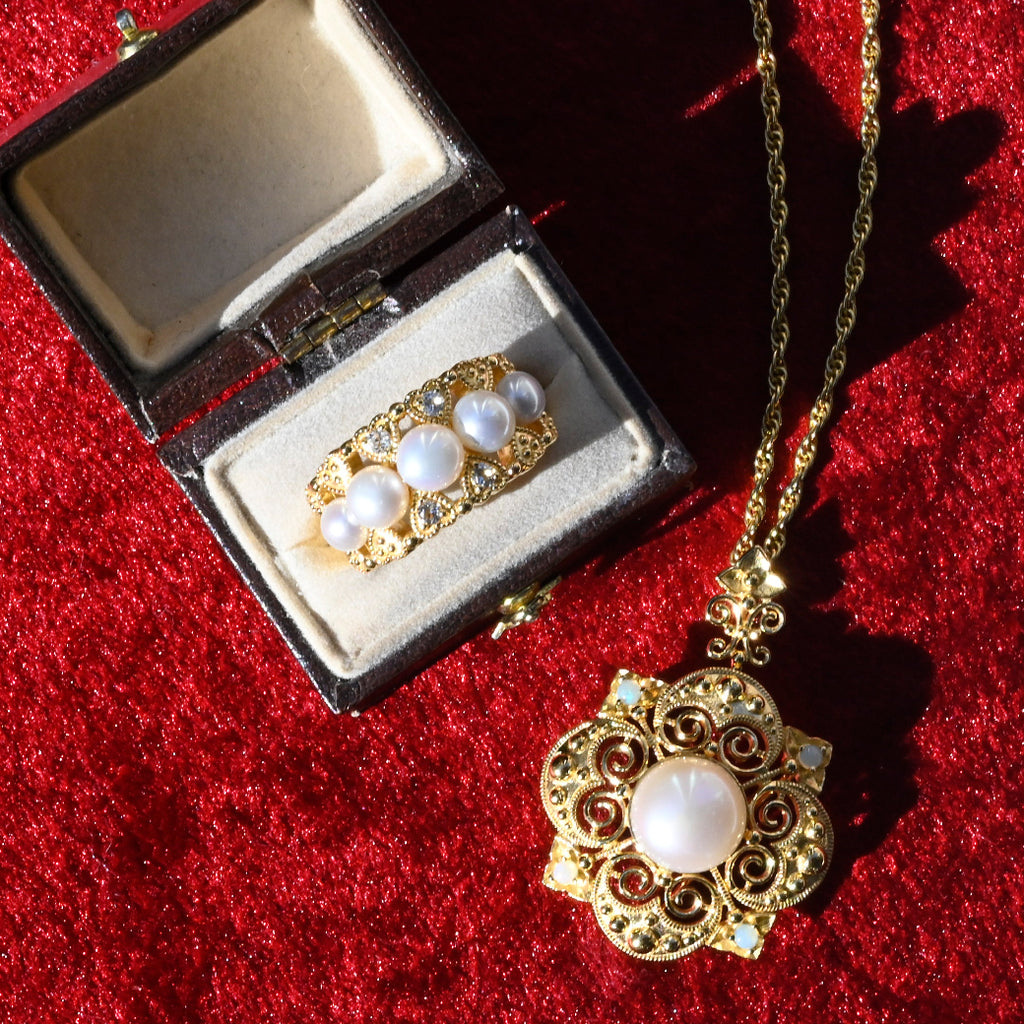 碌山 ROKUZAN インカローズ&シードパール天然石　希少く41 碌山 ROKUZAN インカローズ&シードパール3点セット 天然石 希少く41