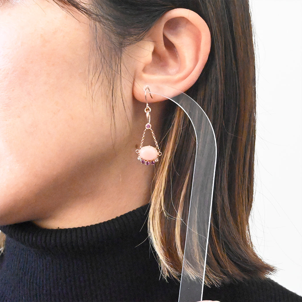 1点もの】SV ローズガーネット＆ピンクオパール グレイスピアス – 碌山