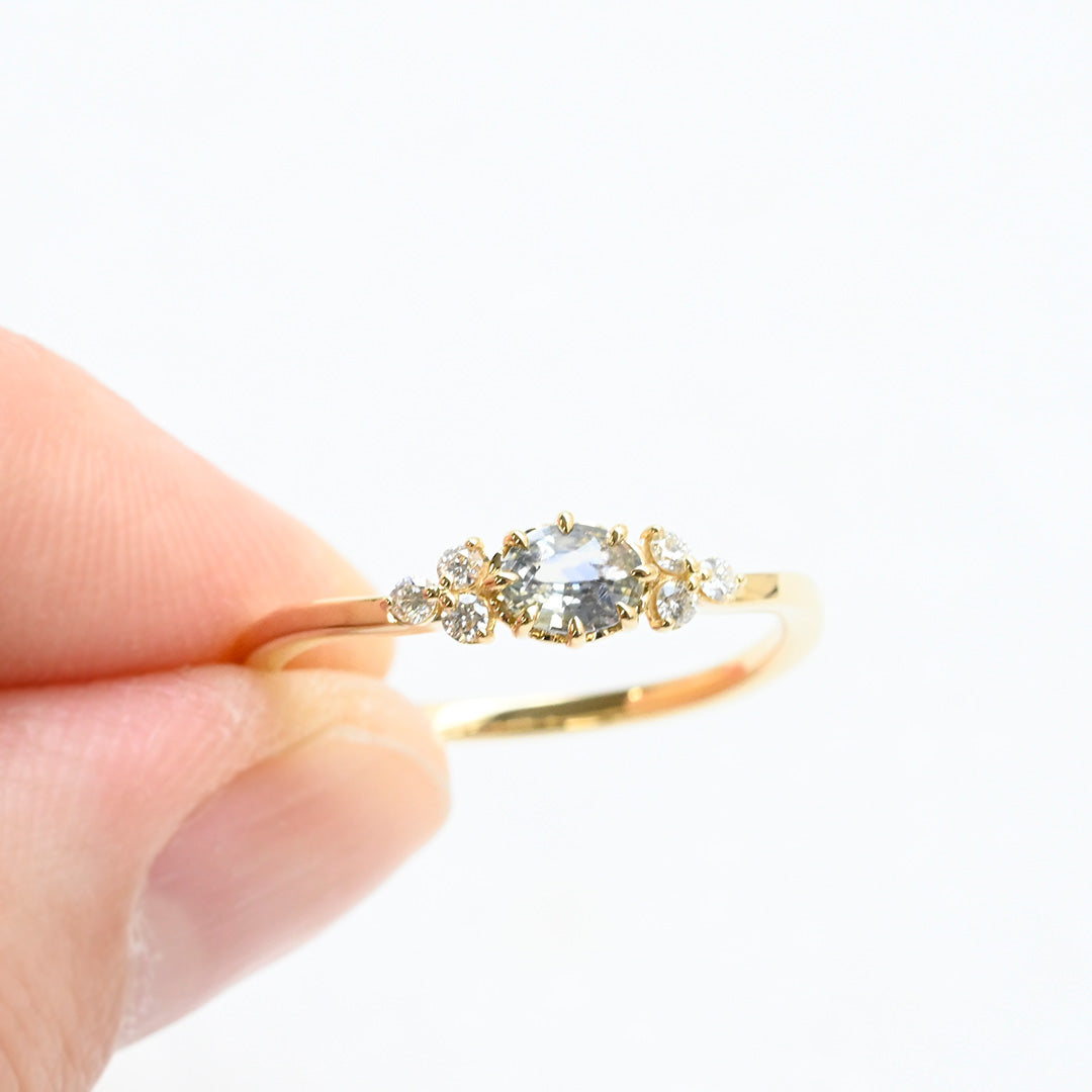 1点もの】K18YG バイカラーサファイア×ダイヤモンド エターナルリング