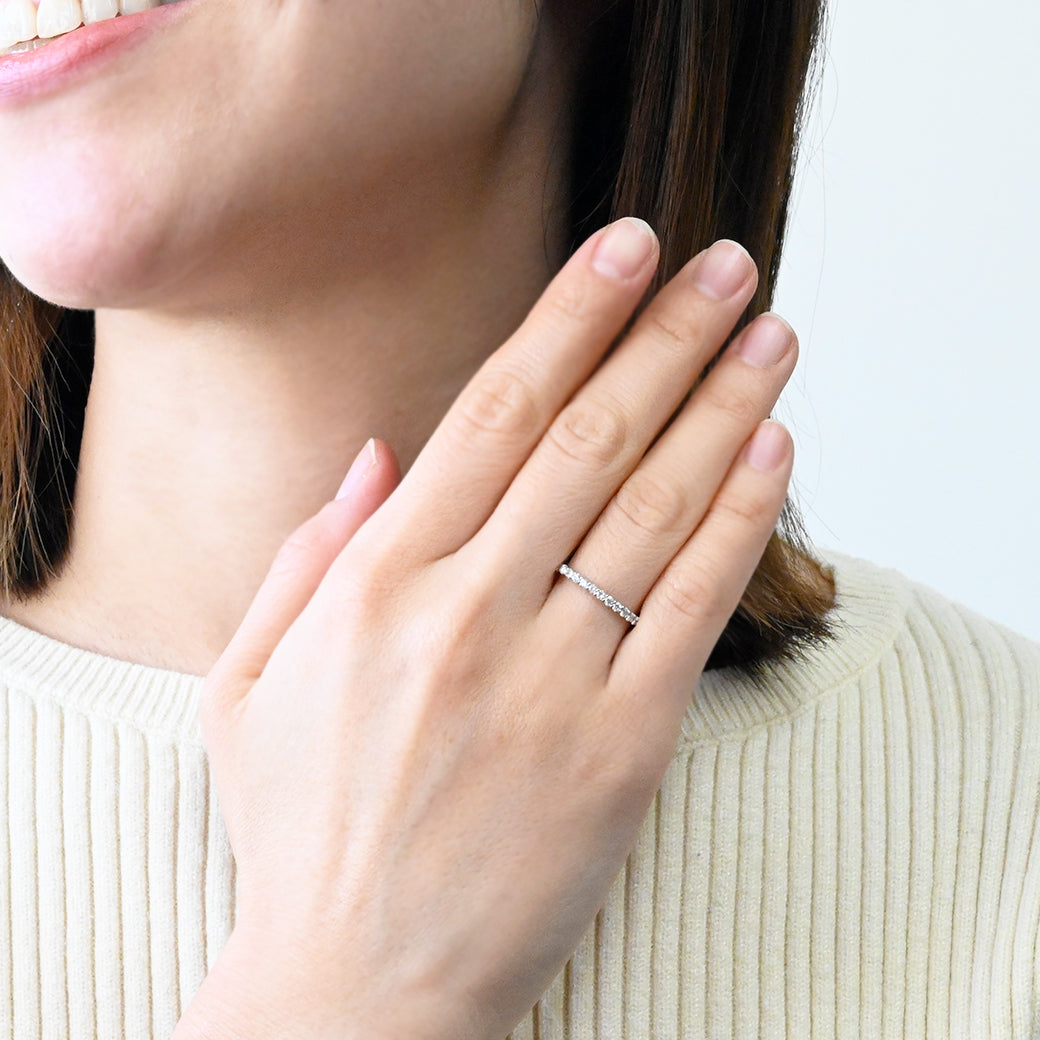 1点もの】PT900 ダイヤモンド0.3ct ハーフエタニティリング12号（碌山