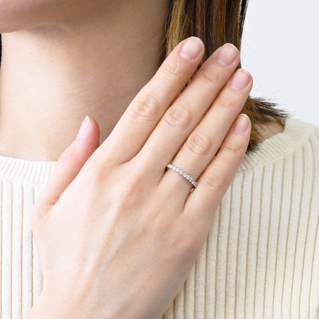 PT900ハーフエタニティリング 12号 1点もの】PT900 ダイヤモンド 0.5ctハーフエタニティリング12号（碌山