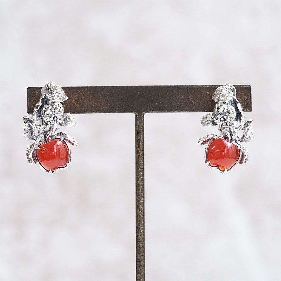 SV 赤めのう りんごイヤリング／ピアス – 碌山ショップ